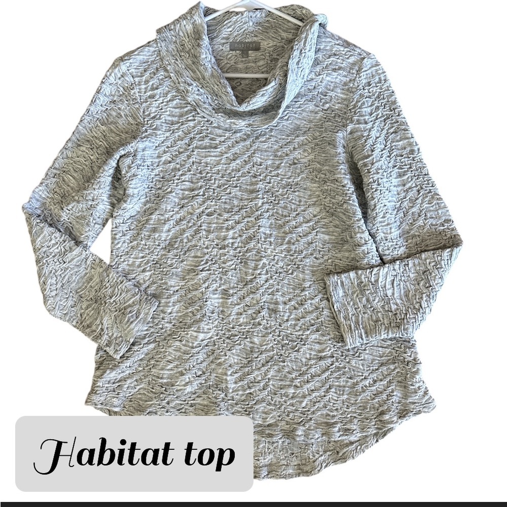 Habitat women’s Cowl neck top gray/white